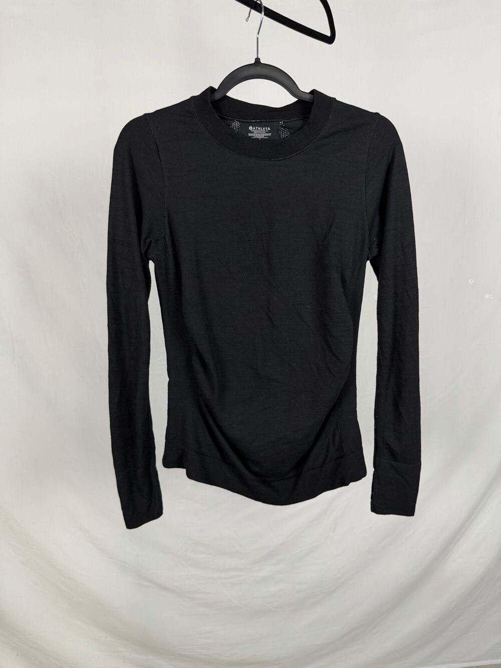Athleta Black Wool Blend Long Sleeve Activewear Athletic Top Shirt Size S